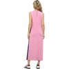 image:imageGRECERELLE 2025 Women Summer Color Blocking Round Neck Sleeveless Casual WrinkleFree Side Split Maxi Dress with PocketsPink Blue