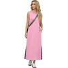 image:imageGRECERELLE 2025 Women Summer Color Blocking Round Neck Sleeveless Casual WrinkleFree Side Split Maxi Dress with PocketsPink Blue