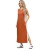 image:imageGRECERELLE 2025 Women Summer Color Blocking Round Neck Sleeveless Casual WrinkleFree Side Split Maxi Dress with PocketsTan White