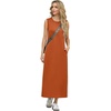 image:imageGRECERELLE 2025 Women Summer Color Blocking Round Neck Sleeveless Casual WrinkleFree Side Split Maxi Dress with PocketsTan White
