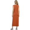 image:imageGRECERELLE 2025 Women Summer Color Blocking Round Neck Sleeveless Casual WrinkleFree Side Split Maxi Dress with PocketsTan White
