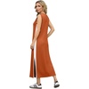 image:imageGRECERELLE 2025 Women Summer Color Blocking Round Neck Sleeveless Casual WrinkleFree Side Split Maxi Dress with PocketsTan White