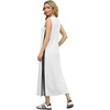 image:imageGRECERELLE 2025 Women Summer Color Blocking Round Neck Sleeveless Casual WrinkleFree Side Split Maxi Dress with PocketsWhite Black