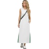 image:imageGRECERELLE 2025 Women Summer Color Blocking Round Neck Sleeveless Casual WrinkleFree Side Split Maxi Dress with PocketsWhite Green