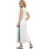 image:imageGRECERELLE 2025 Women Summer Color Blocking Round Neck Sleeveless Casual WrinkleFree Side Split Maxi Dress with PocketsWhite Green
