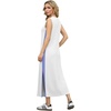 image:imageGRECERELLE 2025 Women Summer Color Blocking Round Neck Sleeveless Casual WrinkleFree Side Split Maxi Dress with PocketsWhite Sky Blue