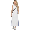 image:imageGRECERELLE 2025 Women Summer Color Blocking Round Neck Sleeveless Casual WrinkleFree Side Split Maxi Dress with PocketsWhite Sky Blue