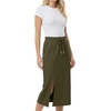 image:imageGRECERELLE 2026 Casual 2 Piece Sets For Women Summer V Neck WrinkleFree Sleeveless Top Side Slit Maxi Skirt With PocketsArmy Green