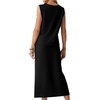 image:imageGRECERELLE 2026 Casual 2 Piece Sets For Women Summer V Neck WrinkleFree Sleeveless Top Side Slit Maxi Skirt With PocketsBlack