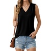 image:imageGRECERELLE 2026 Casual 2 Piece Sets For Women Summer V Neck WrinkleFree Sleeveless Top Side Slit Maxi Skirt With PocketsBlack