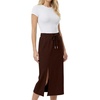 image:imageGRECERELLE 2026 Casual 2 Piece Sets For Women Summer V Neck WrinkleFree Sleeveless Top Side Slit Maxi Skirt With PocketsDark Coffee