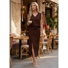 image:imageGRECERELLE 2026 Casual 2 Piece Sets For Women Summer V Neck WrinkleFree Sleeveless Top Side Slit Maxi Skirt With PocketsDark Coffee