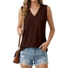 image:imageGRECERELLE 2026 Casual 2 Piece Sets For Women Summer V Neck WrinkleFree Sleeveless Top Side Slit Maxi Skirt With PocketsDark Coffee