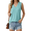 image:imageGRECERELLE 2026 Casual 2 Piece Sets For Women Summer V Neck WrinkleFree Sleeveless Top Side Slit Maxi Skirt With PocketsLight Blue