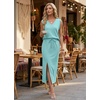 image:imageGRECERELLE 2026 Casual 2 Piece Sets For Women Summer V Neck WrinkleFree Sleeveless Top Side Slit Maxi Skirt With PocketsLight Blue