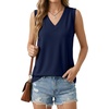 image:imageGRECERELLE 2026 Casual 2 Piece Sets For Women Summer V Neck WrinkleFree Sleeveless Top Side Slit Maxi Skirt With PocketsNavy Blue