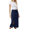 image:imageGRECERELLE 2026 Casual 2 Piece Sets For Women Summer V Neck WrinkleFree Sleeveless Top Side Slit Maxi Skirt With PocketsNavy Blue