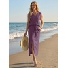 image:imageGRECERELLE 2026 Casual 2 Piece Sets For Women Summer V Neck WrinkleFree Sleeveless Top Side Slit Maxi Skirt With PocketsRosewood