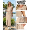 image:imageGRECERELLE 2026 Casual 2 Piece Sets For Women Summer V Neck WrinkleFree Sleeveless Top Side Slit Maxi Skirt With PocketsTan