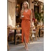 image:imageGRECERELLE 2026 Casual 2 Piece Sets For Women Summer V Neck WrinkleFree Sleeveless Top Side Slit Maxi Skirt With PocketsTan