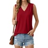image:imageGRECERELLE 2026 Casual 2 Piece Sets For Women Summer V Neck WrinkleFree Sleeveless Top Side Slit Maxi Skirt With PocketsWine Red