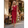 image:imageGRECERELLE 2026 Casual 2 Piece Sets For Women Summer V Neck WrinkleFree Sleeveless Top Side Slit Maxi Skirt With PocketsWine Red