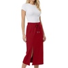 image:imageGRECERELLE 2026 Casual 2 Piece Sets For Women Summer V Neck WrinkleFree Sleeveless Top Side Slit Maxi Skirt With PocketsWine Red