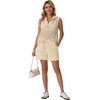 image:imageGRECERELLE 2026 Women 2 Piece Sets Crochet Hollow Knit HalfZip Sweater Tank Top amp Shorts Lounge Travel Matching OutfitsBeige