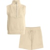 image:imageGRECERELLE 2026 Women 2 Piece Sets Crochet Hollow Knit HalfZip Sweater Tank Top amp Shorts Lounge Travel Matching OutfitsBeige