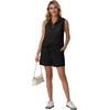 image:imageGRECERELLE 2026 Women 2 Piece Sets Crochet Hollow Knit HalfZip Sweater Tank Top amp Shorts Lounge Travel Matching OutfitsBlack