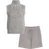 image:imageGRECERELLE 2026 Women 2 Piece Sets Crochet Hollow Knit HalfZip Sweater Tank Top amp Shorts Lounge Travel Matching OutfitsGray