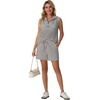 image:imageGRECERELLE 2026 Women 2 Piece Sets Crochet Hollow Knit HalfZip Sweater Tank Top amp Shorts Lounge Travel Matching OutfitsGray