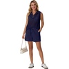 image:imageGRECERELLE 2026 Women 2 Piece Sets Crochet Hollow Knit HalfZip Sweater Tank Top amp Shorts Lounge Travel Matching OutfitsNavy Blue