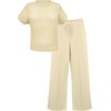image:imageGRECERELLE 2026 Women 2 Piece Sets Crochet Sheer Knit Sweater Top amp Wide Leg Pants Lounge Travel Matching Outfits ClothesApricot