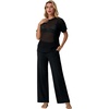 image:imageGRECERELLE 2026 Women 2 Piece Sets Crochet Sheer Knit Sweater Top amp Wide Leg Pants Lounge Travel Matching Outfits ClothesBlack