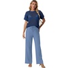 image:imageGRECERELLE 2026 Women 2 Piece Sets Crochet Sheer Knit Sweater Top amp Wide Leg Pants Lounge Travel Matching Outfits ClothesDenim Blue