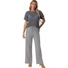 image:imageGRECERELLE 2026 Women 2 Piece Sets Crochet Sheer Knit Sweater Top amp Wide Leg Pants Lounge Travel Matching Outfits ClothesGray
