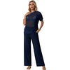 image:imageGRECERELLE 2026 Women 2 Piece Sets Crochet Sheer Knit Sweater Top amp Wide Leg Pants Lounge Travel Matching Outfits ClothesNavy Blue