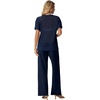 image:imageGRECERELLE 2026 Women 2 Piece Sets Crochet Sheer Knit Sweater Top amp Wide Leg Pants Lounge Travel Matching Outfits ClothesNavy Blue