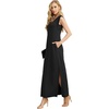 image:imageGRECERELLE 2026 Women Summer InsideOut VNeck Casual Loose Split WrinkleFree Long Maxi Beach Dress with PocketsBlack