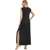 image:imageGRECERELLE 2026 Women Summer InsideOut VNeck Casual Loose Split WrinkleFree Long Maxi Beach Dress with PocketsBlack