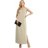 image:imageGRECERELLE 2026 Women Summer InsideOut VNeck Casual Loose Split WrinkleFree Long Maxi Beach Dress with PocketsKhaki