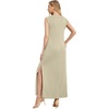 image:imageGRECERELLE 2026 Women Summer InsideOut VNeck Casual Loose Split WrinkleFree Long Maxi Beach Dress with PocketsKhaki
