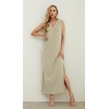 image:imageGRECERELLE 2026 Women Summer InsideOut VNeck Casual Loose Split WrinkleFree Long Maxi Beach Dress with PocketsKhaki