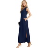 image:imageGRECERELLE 2026 Women Summer InsideOut VNeck Casual Loose Split WrinkleFree Long Maxi Beach Dress with PocketsNavy Blue