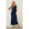 image:imageGRECERELLE 2026 Women Summer InsideOut VNeck Casual Loose Split WrinkleFree Long Maxi Beach Dress with PocketsNavy Blue