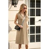 image:imageGRECERELLE 2026 Women Summer InsideOut VNeck Casual Loose Split WrinkleFree Midi Dress with PocketsBrown