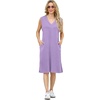 image:imageGRECERELLE 2026 Women Summer InsideOut VNeck Casual Loose Split WrinkleFree Midi Dress with PocketsLilac