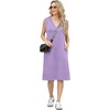 image:imageGRECERELLE 2026 Women Summer InsideOut VNeck Casual Loose Split WrinkleFree Midi Dress with PocketsLilac