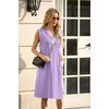 image:imageGRECERELLE 2026 Women Summer InsideOut VNeck Casual Loose Split WrinkleFree Midi Dress with PocketsLilac